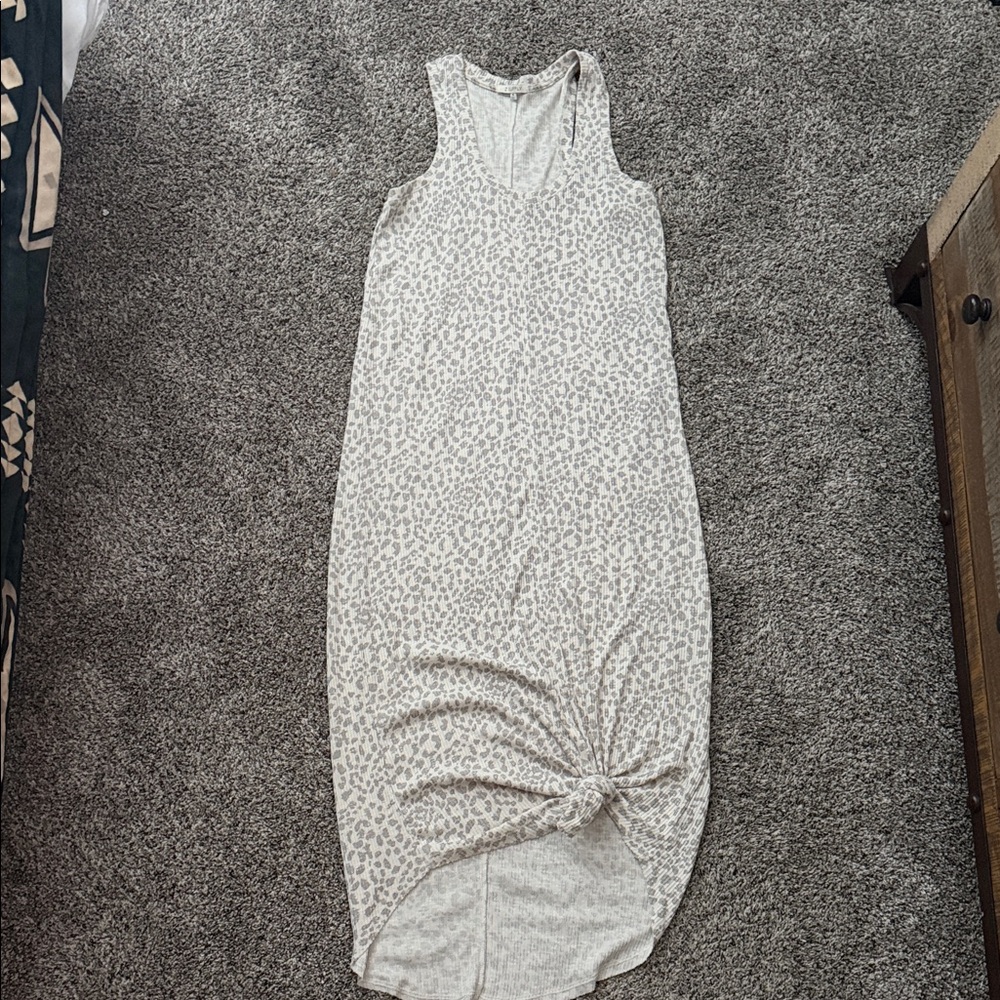 Z Supply Leopard-Print Sleeveless Midi Dress - White & Gray